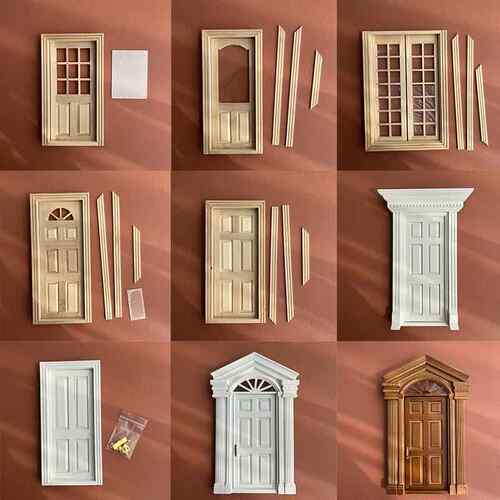 微缩木门合集 素胚1:12实木门ob11 bjd娃娃屋用模型可DIY上色