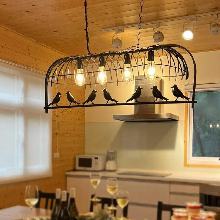 复古工业风餐厅吊灯创意鸟笼造型火锅服装店咖啡厅吧台个性铁艺灯