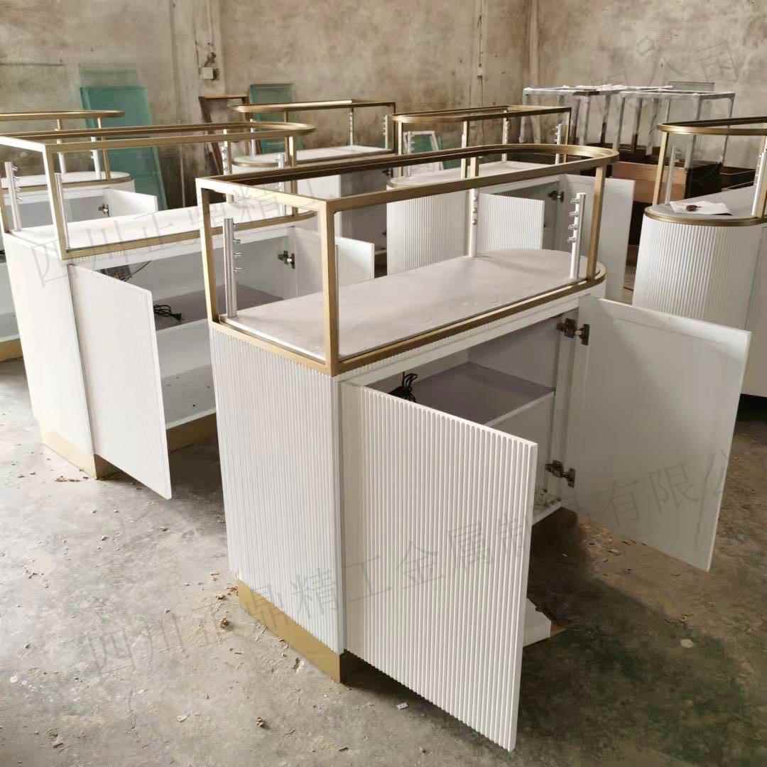 现代简约复古珠宝首饰柜展示柜轻奢珍珠玉器陈列柜不锈钢烤漆展柜