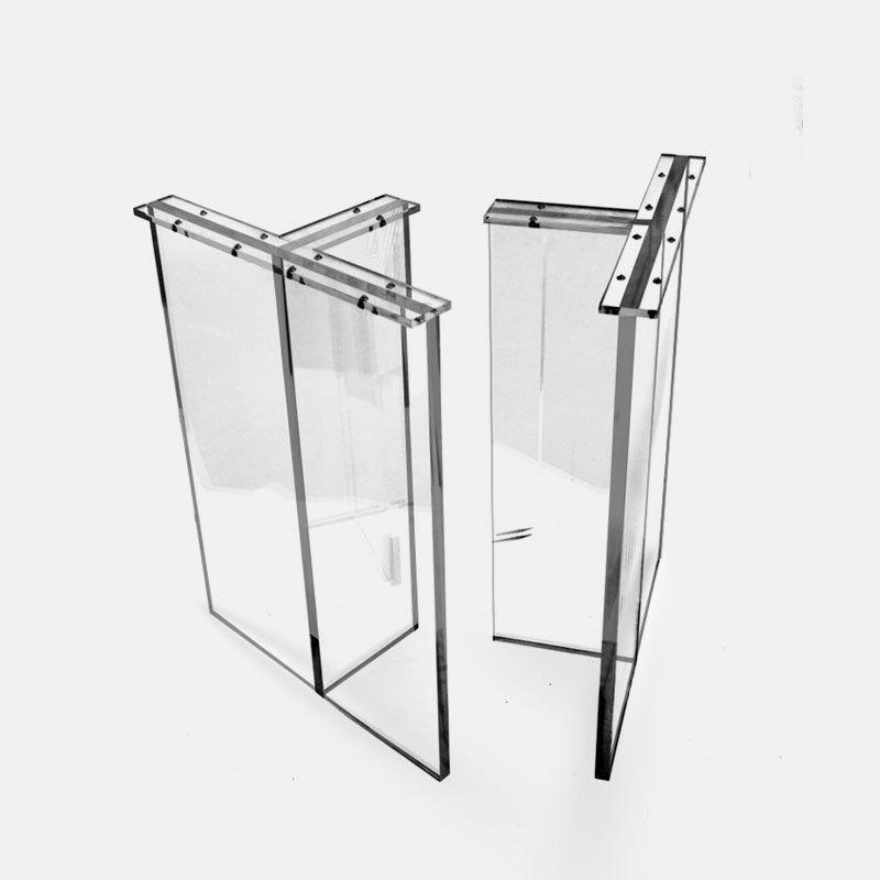 亚克力桌腿高透明桌脚有机玻璃餐桌茶几桌脚岩板支架T型桌腿加工