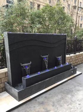 天然石材流水墙喷泉庭院瀑布水景公司屏风别墅水幕墙景观石头摆件