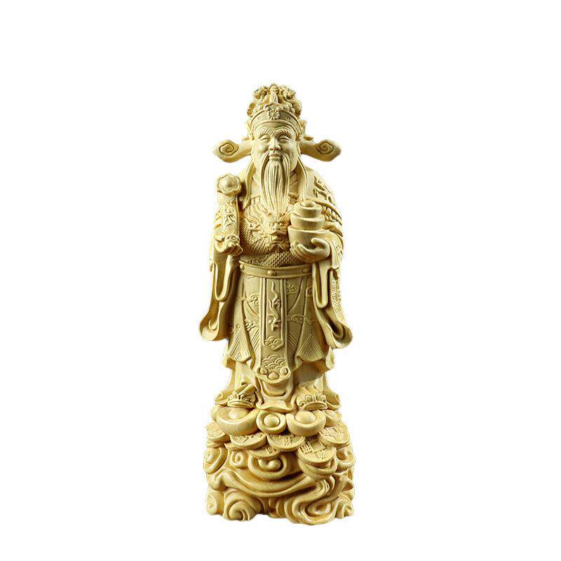 黄杨木雕中式工艺品收藏加工手把件木质家居装饰文财神爷财摆件