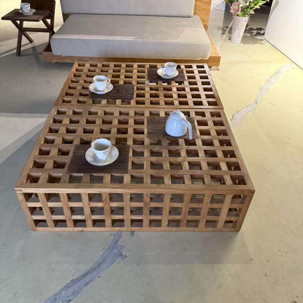 老榆木方格茶桌创意镂空设计餐厅客厅摆放北欧风茶几实木简约台桌,玩具/童车/益智/积木/模型,毛绒/玩偶/公仔/布艺类玩具,淘宝优惠券,粉丝福利购,淘宝优惠卷