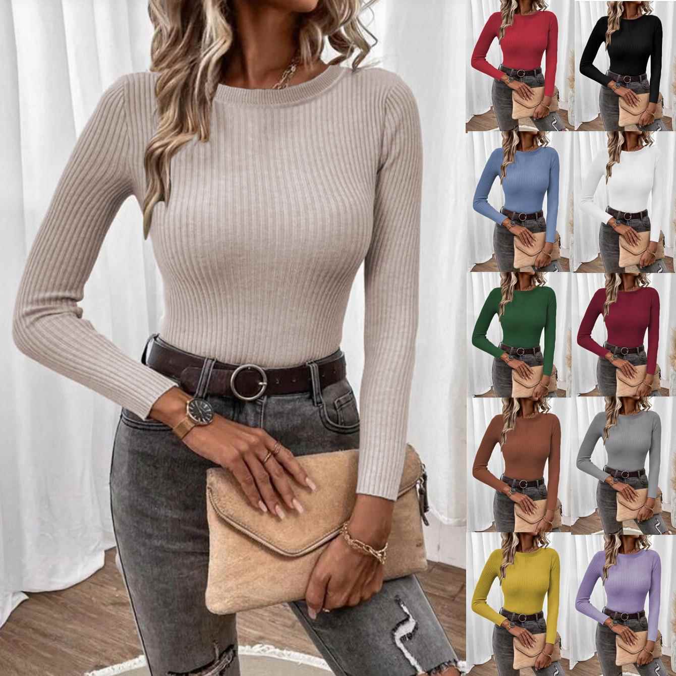 Women's round neck pullover knitted sweater top