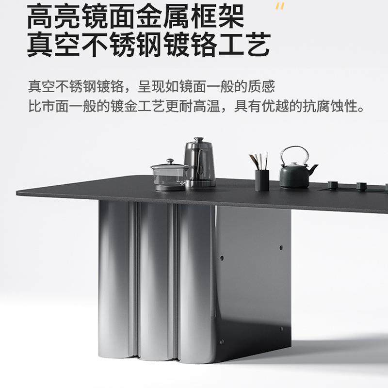 意式轻奢茶YTW不椅组合家用办公室锈钢茶现台代简约桌亚克力岩板
