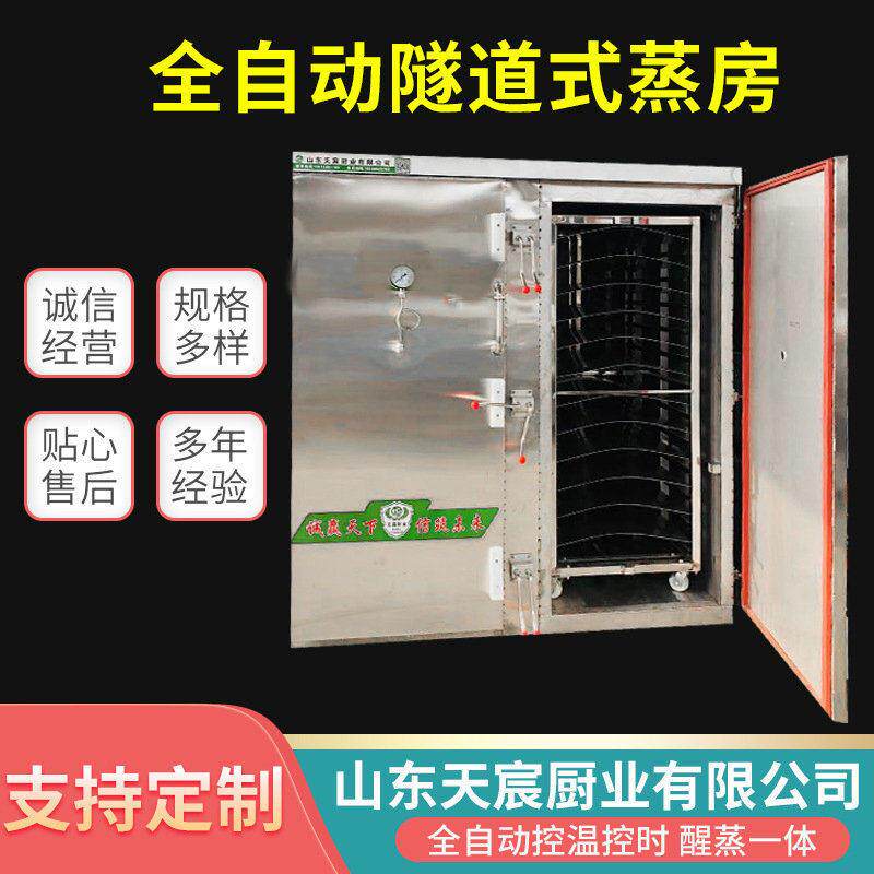 天宸双门不锈钢推车式蒸房全自动隧道式蒸房压压力蒸汽蒸箱蒸柜