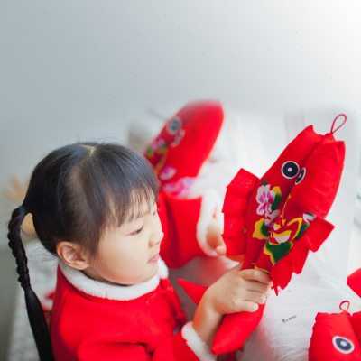 中国结布鱼年年有余客厅挂件新年手工艺装饰中国特色喜庆挂饰礼品