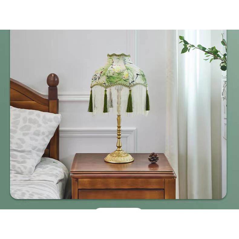 高档法式田园美式复古欧式流苏台灯房创宿意桌台面插电民客卧室床