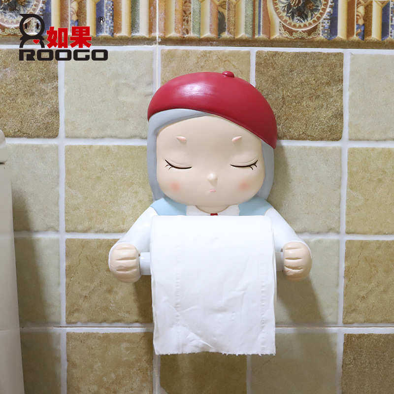 如果卡通创意少女卷纸筒浴室厕所卫生间纸巾盒洗脸巾架置物架批发