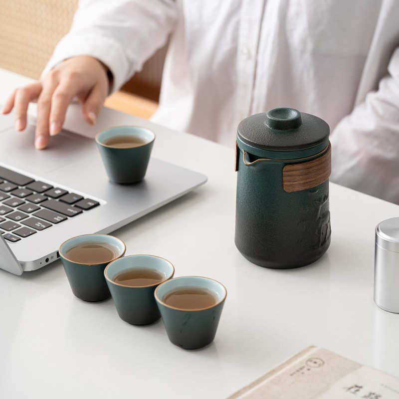 陶瓷快客杯一壶四杯便携包式旅行功夫茶具套装户外简约随身泡茶壶