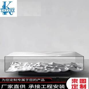 电镀抽象雕塑茶几酒店大堂样板房客厅艺术摆设玄关现代桌面装 饰品