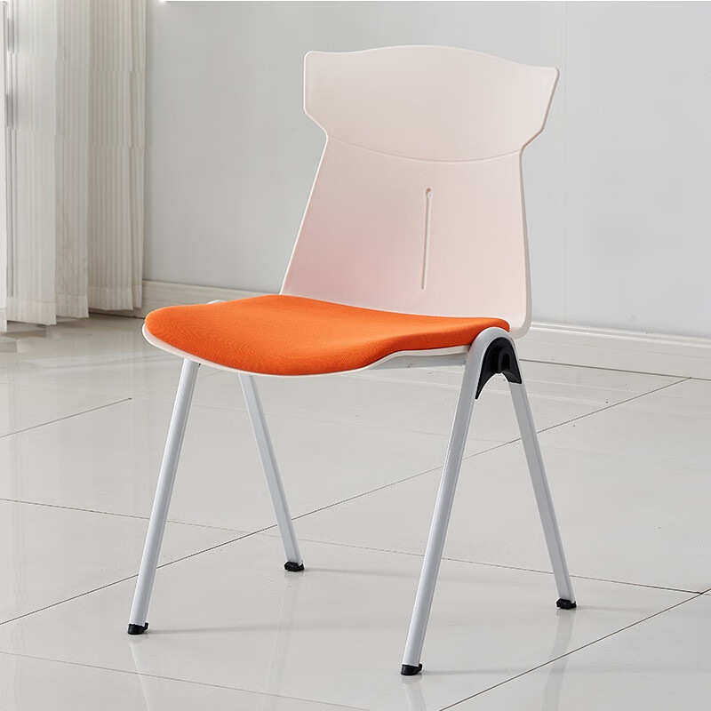 简约椅无会议室洽谈椅靠背会议塑料可职员培训椅办公椅扶手椅落叠