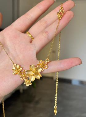 古法三生三世繁花似锦花朵黄金项链花团锦簇婚嫁结婚系列女款首饰