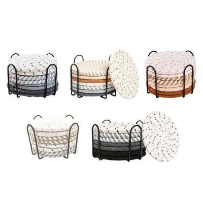 8Pcs Drink Coasters Woven Coaster Set Protect Furniture