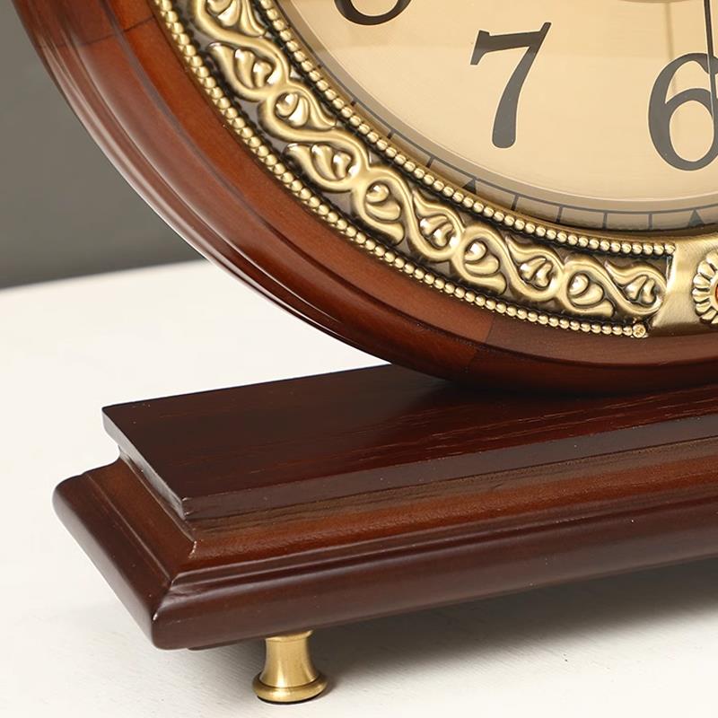 欧式台钟轻奢实木座钟摆OOZ钟坐台式钟表客厅复摆古面件钟装桌饰