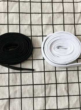 厂家批发50-130cm双层涤纶空心扁平无弹鞋带黑白色简约休闲鞋带
