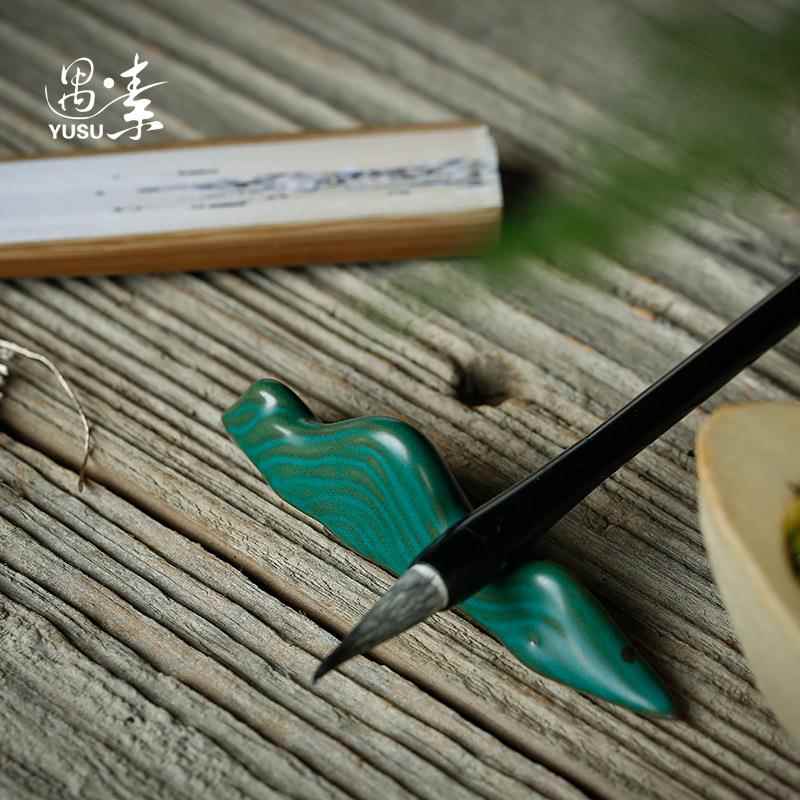 创意笔山茶宠摆件精品迷你小号笔架笔搁陶瓷功夫茶具配件