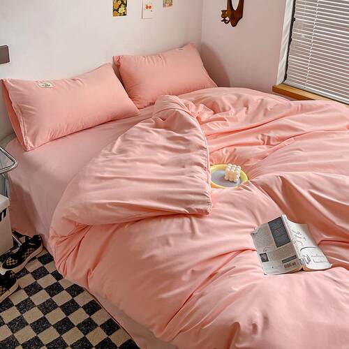 *纯色床单被套四件套1.8米床笠宿舍家用1.5m三件套床上用品