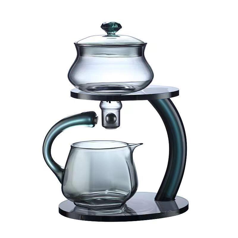 高颜值茶具套装磁吸式透明全自动懒人茶壶套装家用办公透明泡茶壶