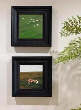 法画式OAI中古风户入玄关装饰客高厅背景墙级感挂画绿色小众艺术