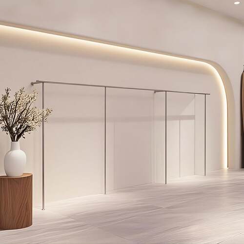 加厚不锈钢服装店展示架上墙简约女装童装挂衣架杆陈列货架壁挂式