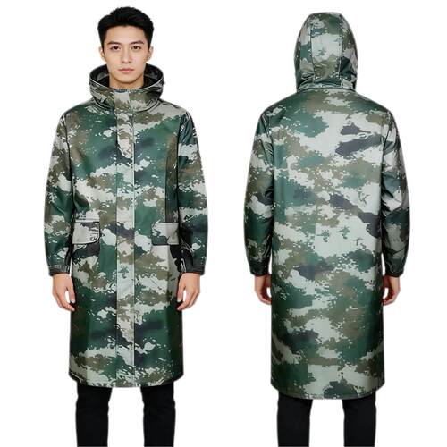 迷彩雨衣长版连身EX07新式雨衣登山钓鱼长版连身劳保抗洪救灾雨披