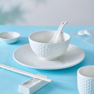 德士敦TUXTON水立方摆台套装耐用碗杯勺陶瓷餐具简约酒店家用餐厅