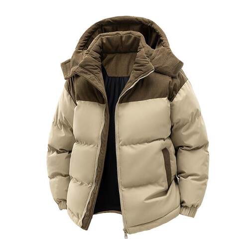 Autumn Winter Mens Colorblock Cotton Jacket With Detachable