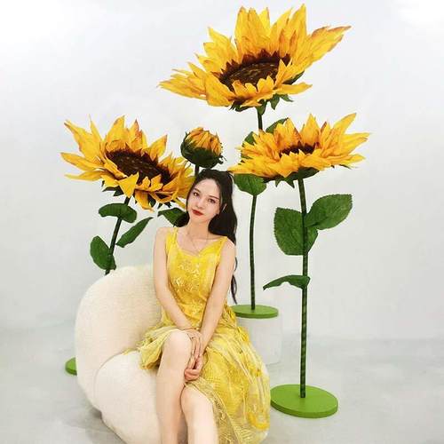 巨型立体向日葵仿真花纸花婚礼婚庆装饰商场橱窗美陈防水室外假花