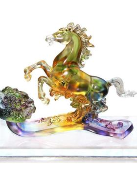 琉璃马如意摆件客厅工艺品送领导家居摆设办公桌室开业礼品