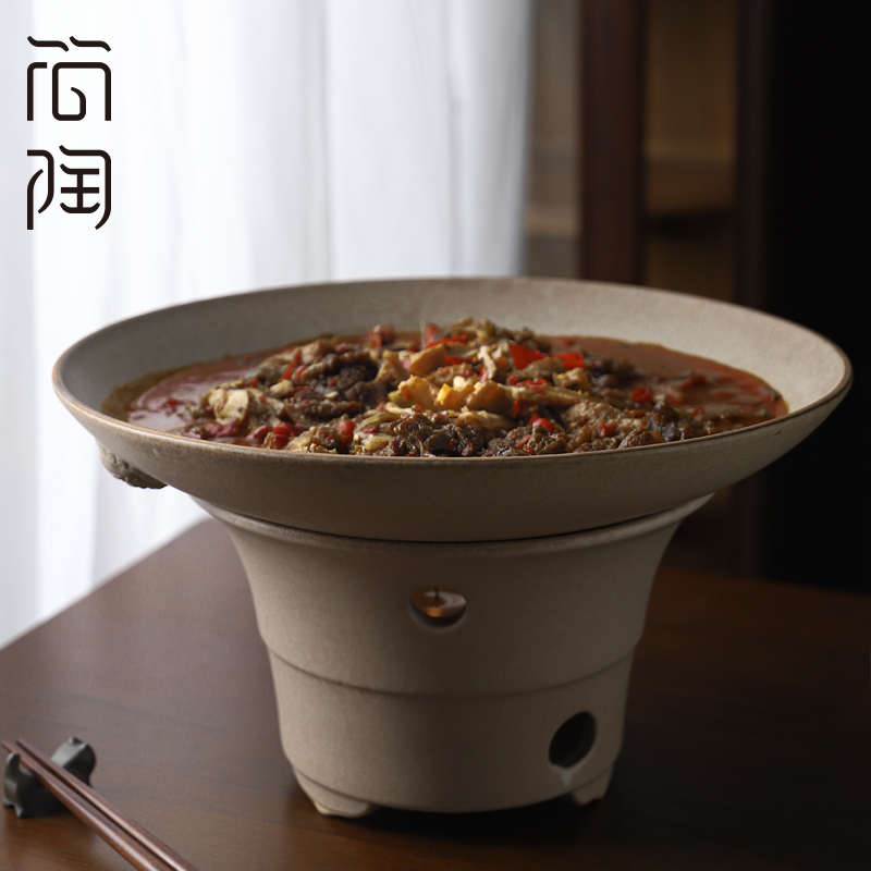 简陶日式陶瓷砂锅沙煲家用碗酒精炉小火锅干锅耐高温餐厅商用餐具