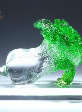 非遗传承淄博琉璃白菜摆件招财聚财客厅家用装饰乔迁新居高档礼品