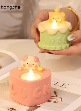 许愿 蛋糕摆件电子蜡烛小夜灯可爱卡通儿童房桌面装饰生日礼物女
