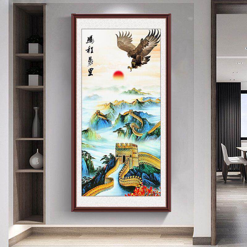 鹏程万里自粘装饰画玄关贴画墙贴客厅竖图壁画墙画贴纸年画墙贴画