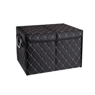 工厂车载皮革整理箱折叠式 储物箱出口大量有货 汽车收纳箱带盖新款