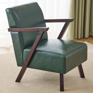 美式单椅子沙发阳台喝茶小沙发实木复古沙发椅客厅休闲椅子懒人椅