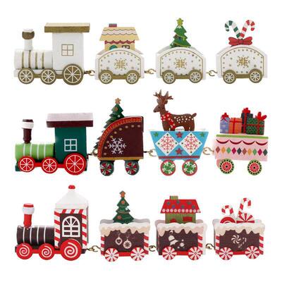 Christmas Wooden Train Ornament Cute Painted Toy Train