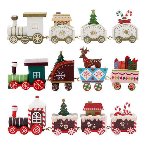 Christmas Wooden Train Ornament Cute Painted Toy Train