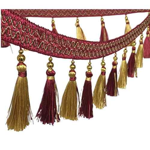 欧式家纺窗帘花边流苏吊穗婚庆桌旗辅料现货金珠双色吊球