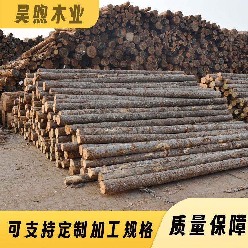 厂家河道围岸打桩木防汛工程护坡整治松木桩可订1-8米圆木棒
