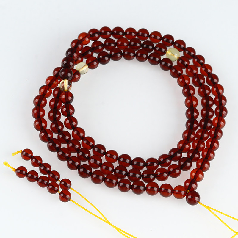 22.92克7mm净水通透血珀琥珀圆珠手链108颗佛珠手串男女礼物保真