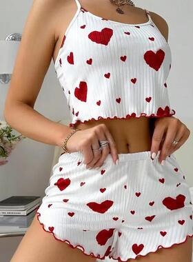 Women's suspender shorts casual pajamas
