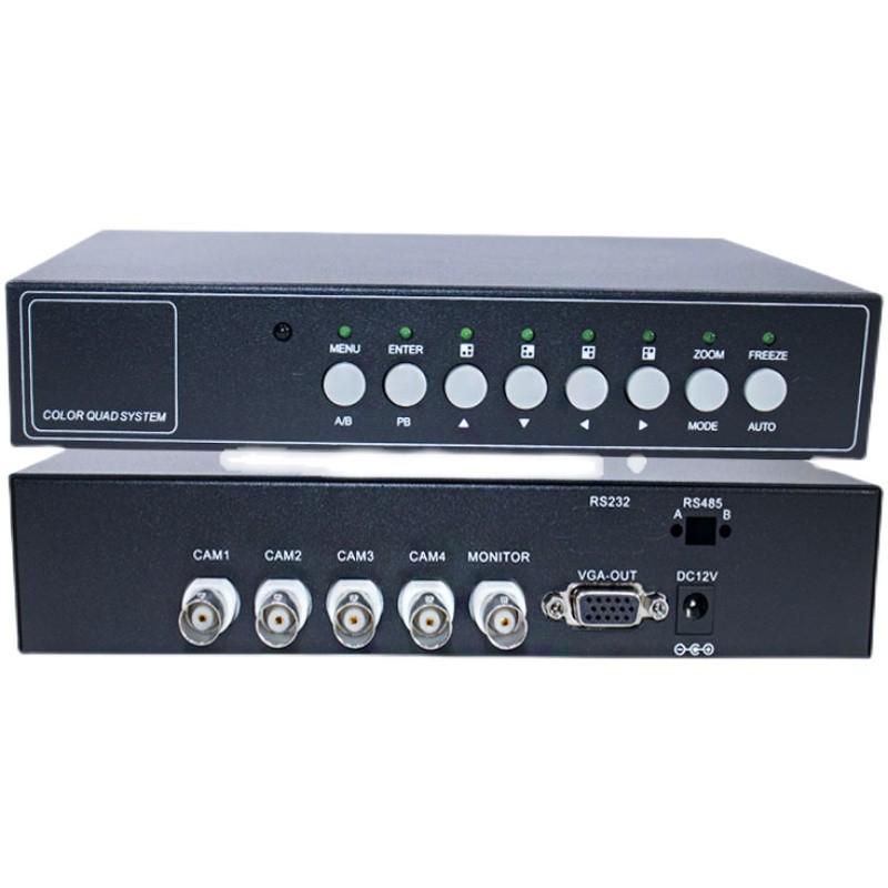 工业监控摄像机BNC4路视频画面分割器四路分屏器高清VGA接口输出