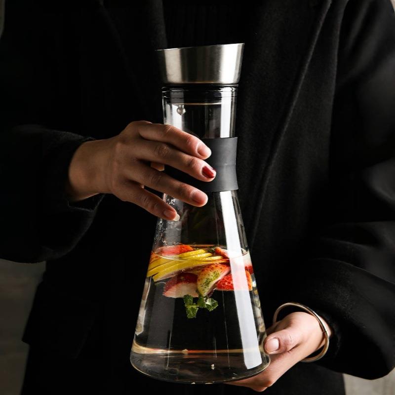 德式果汁扎壶凉白开水花茶饮料壶高硼硅玻璃耐高温夏季家用冷水壶