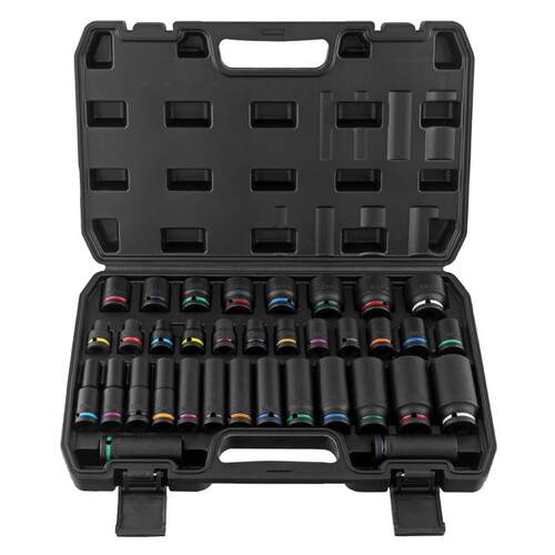 1/2寸气动厚壁重型套筒带彩圈风炮加长轮胎套筒汽修工具