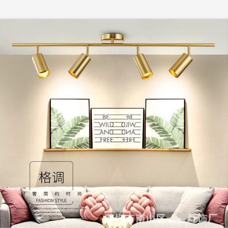 北欧新款复古铜GU10明装金色导轨灯服装商用可调角度LED轨道射灯