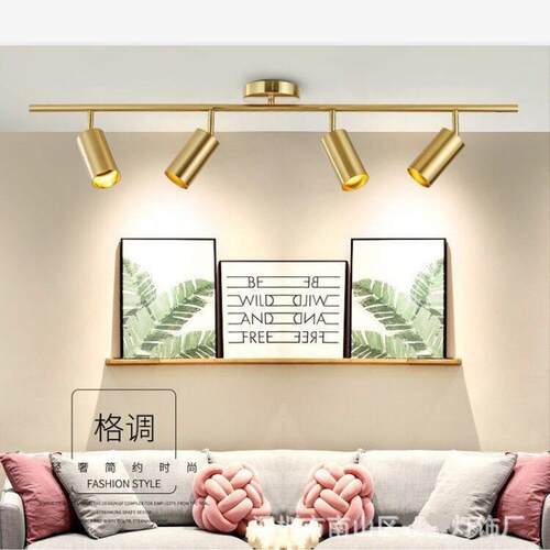 北欧新款复古铜GU10明装金色导轨灯服装商用可调角度LED轨道射灯
