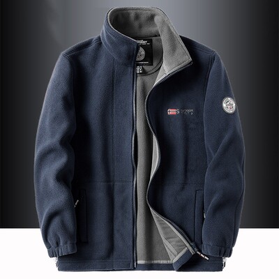 抓绒外套男秋冬季2025新款加绒加厚宽松立领卫衣防风摇粒绒上衣服