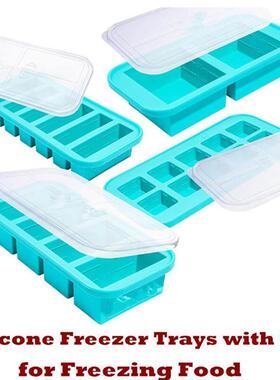 Silicone Freezer Trays With Lids Molds Freezing Baby Food