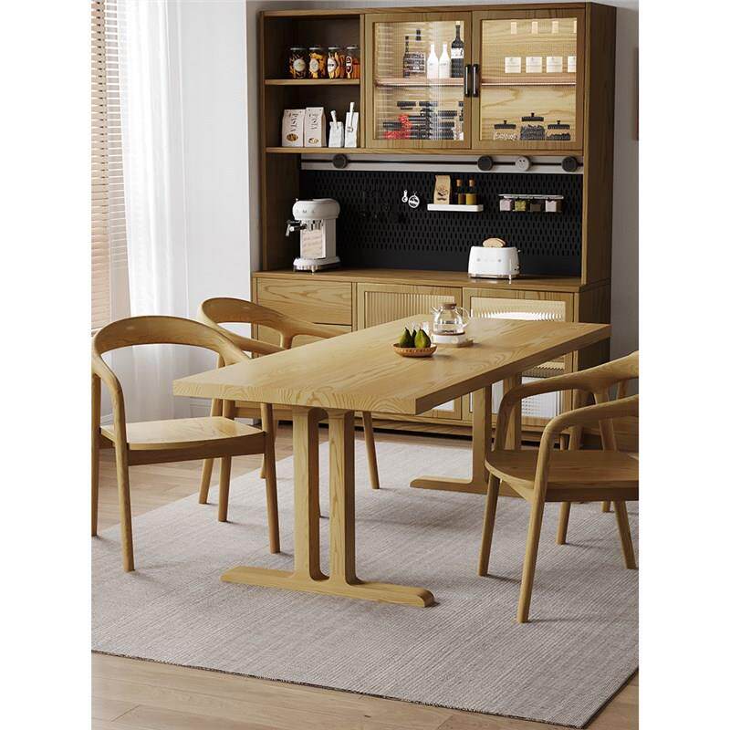 全实木餐桌白蜡木家用小户型长方形吃饭桌北欧风原木工作台办公桌